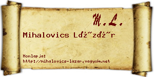Mihalovics Lázár névjegykártya